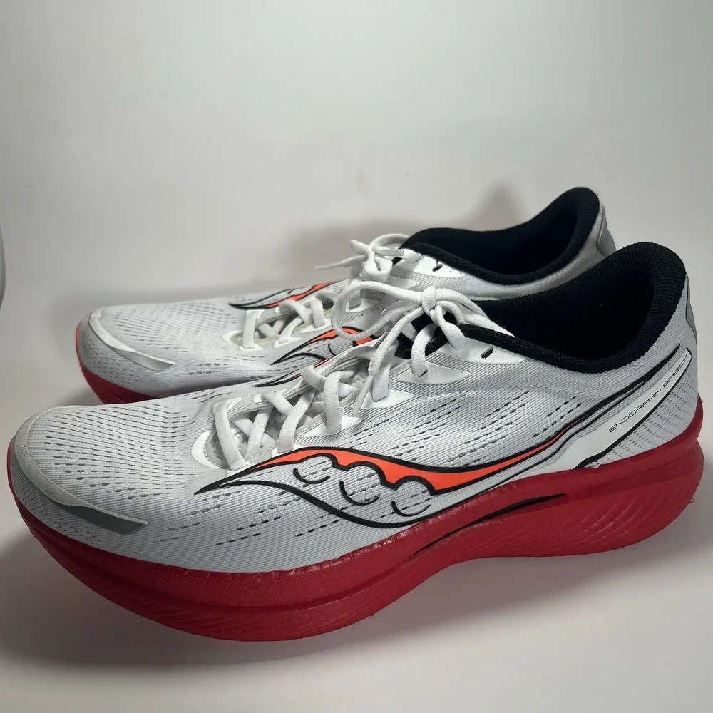 Mens Saucony Endorphin Speed 3 Running Shoes Size‎ 14 White Red No Insoles